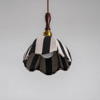 Pendant Light | Marble-Stripe Fabric & Metal | Adjustable Cable