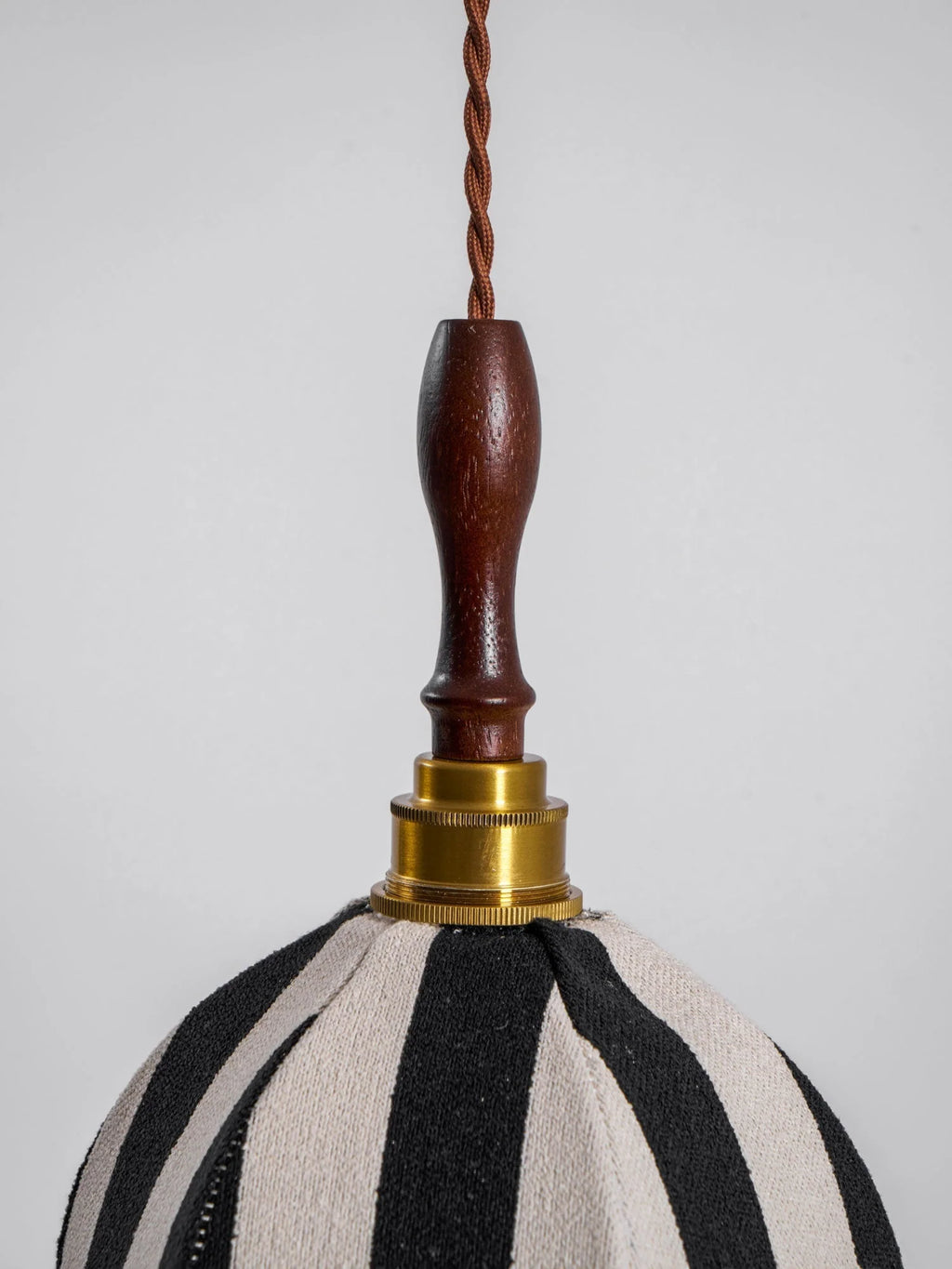Pendant Light | Marble-Stripe Fabric & Metal | Adjustable Cable