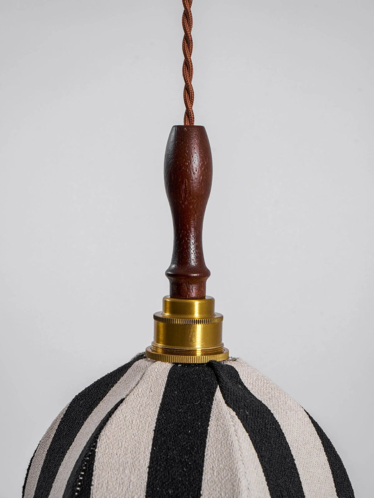 Pendant Light | Marble-Stripe Fabric & Metal | Adjustable Cable