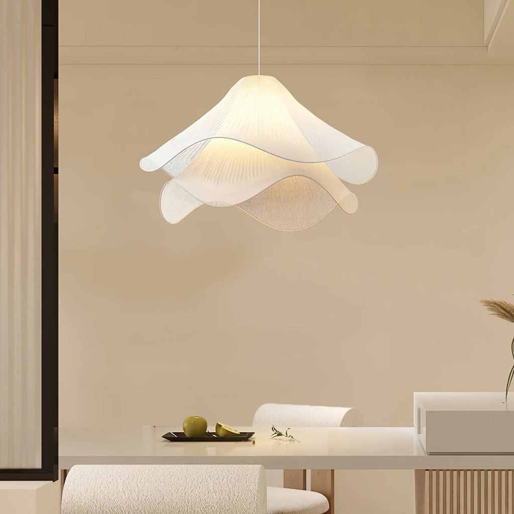 Pendant Light | Metal & Fabric Shade & Bloom Design
