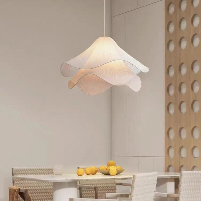 Pendant Light | Metal & Fabric Shade & Bloom Design