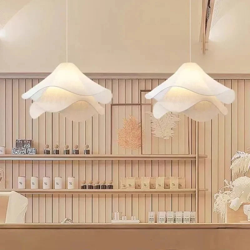 Pendant Light | Metal & Fabric Shade & Bloom Design