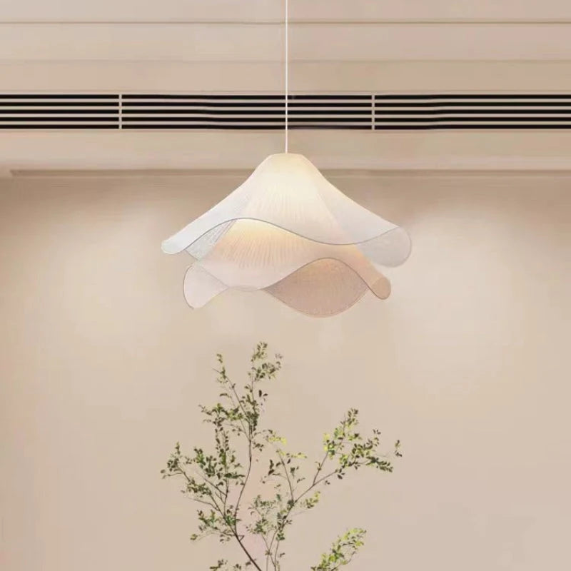 Pendant Light | Metal & Fabric Shade & Bloom Design