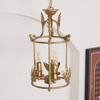 Pendant Light | Metal Lantern Bird & Leaf Detailing | 3-Head D20 x H40 cm