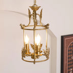 Pendant Light | Metal Lantern Bird & Leaf Detailing | 3-Head D20 x H40 cm