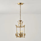 Pendant Light | Metal Lantern Bird & Leaf Detailing | 3-Head D20 x H40 cm