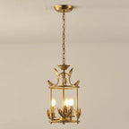Pendant Light | Metal Lantern Bird & Leaf Detailing | 3-Head D20 x H40 cm