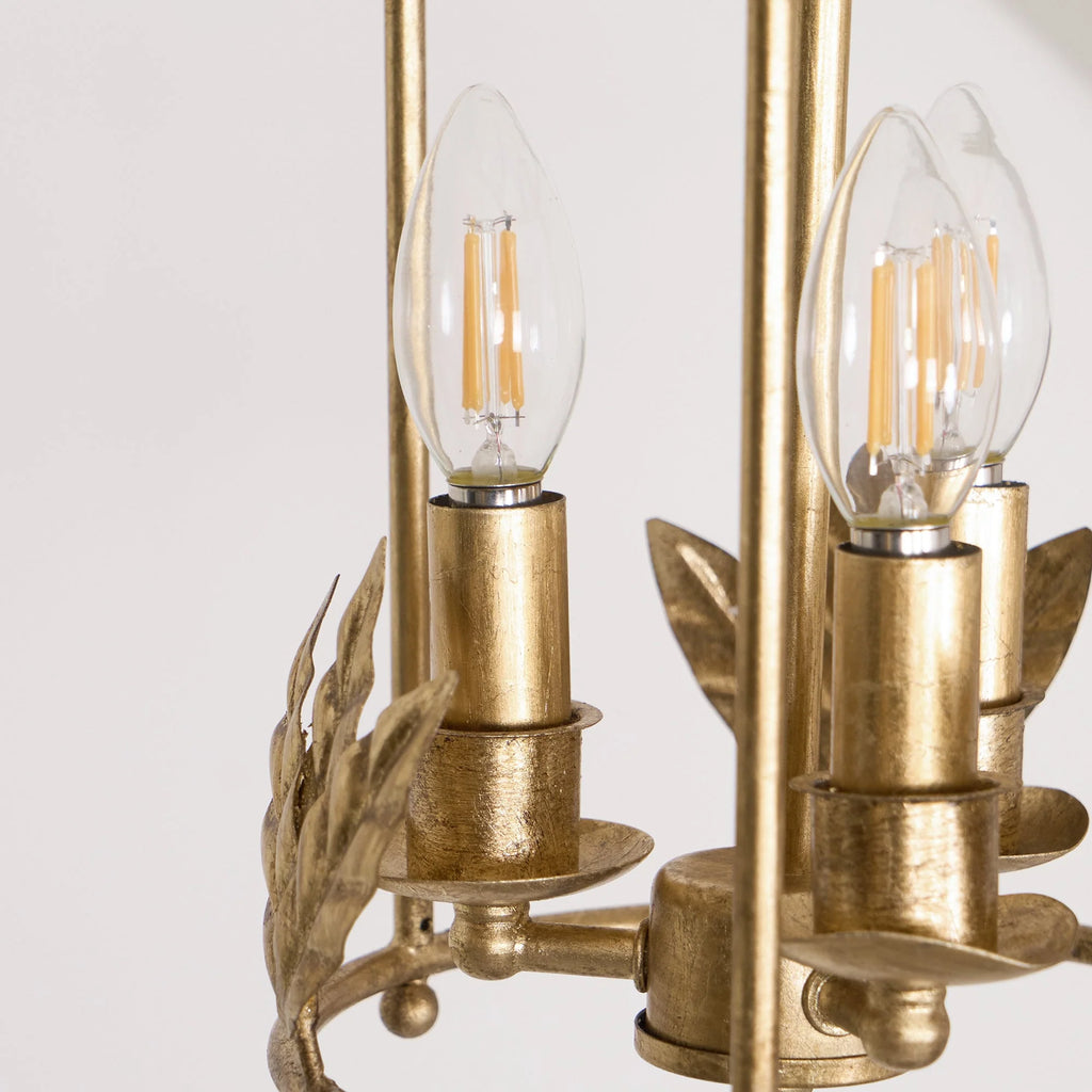 Pendant Light | Metal Lantern Bird & Leaf Detailing | 3-Head D20 x H40 cm