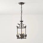 Pendant Light | Metal Lantern Bird & Leaf Detailing | 3-Head D20 x H40 cm