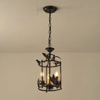 Pendant Light | Metal Lantern Bird & Leaf Detailing | 3-Head D20 x H40 cm