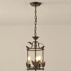 Pendant Light | Metal Lantern Bird & Leaf Detailing | 3-Head D20 x H40 cm