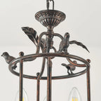 Pendant Light | Metal Lantern Bird & Leaf Detailing | 3-Head D20 x H40 cm