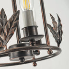 Pendant Light | Metal Lantern Bird & Leaf Detailing | 3-Head D20 x H40 cm