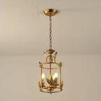 Pendant Light | Metal Lantern Bird & Leaf Detailing | 3-Head D20 x H40 cm