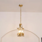 Pendant Light | Metal Lantern Bird & Leaf Detailing | 3-Head D20 x H40 cm
