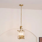 Pendant Light | Metal Lantern Bird & Leaf Detailing | 3-Head D20 x H40 cm