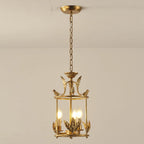 Pendant Light | Metal Lantern & Leaf Detailing | Adjustable Chain