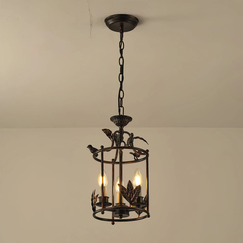 Pendant Light | Metal Lantern & Leaf Detailing | Adjustable Chain