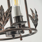 Pendant Light | Metal Lantern & Leaf Detailing | Adjustable Chain