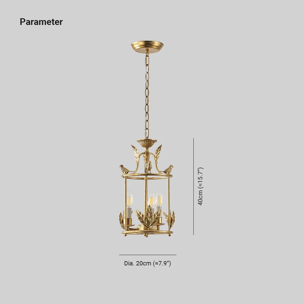 Pendant Light | Metal Lantern & Leaf Detailing | Adjustable Chain