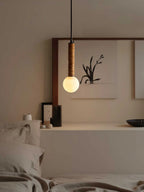 Pendant Light | Metal, Leather & Glass | 12 cm Diameter x 41 cm Height
