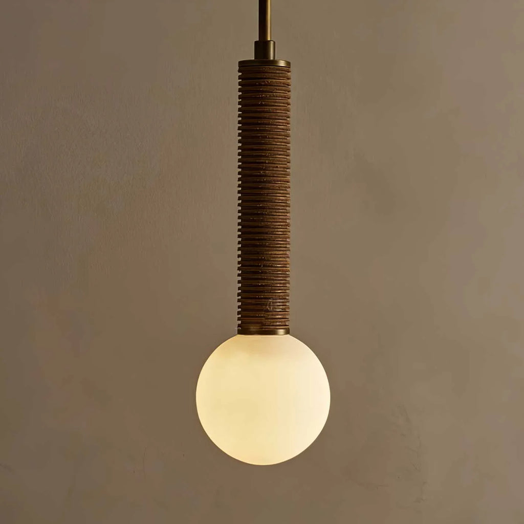 Pendant Light | Metal, Leather & Glass | 12 cm Diameter x 41 cm Height