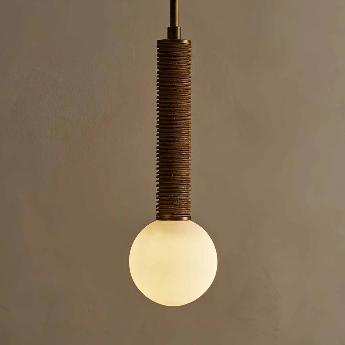 Pendant Light | Metal, Leather & Glass | 12 cm Diameter x 41 cm Height