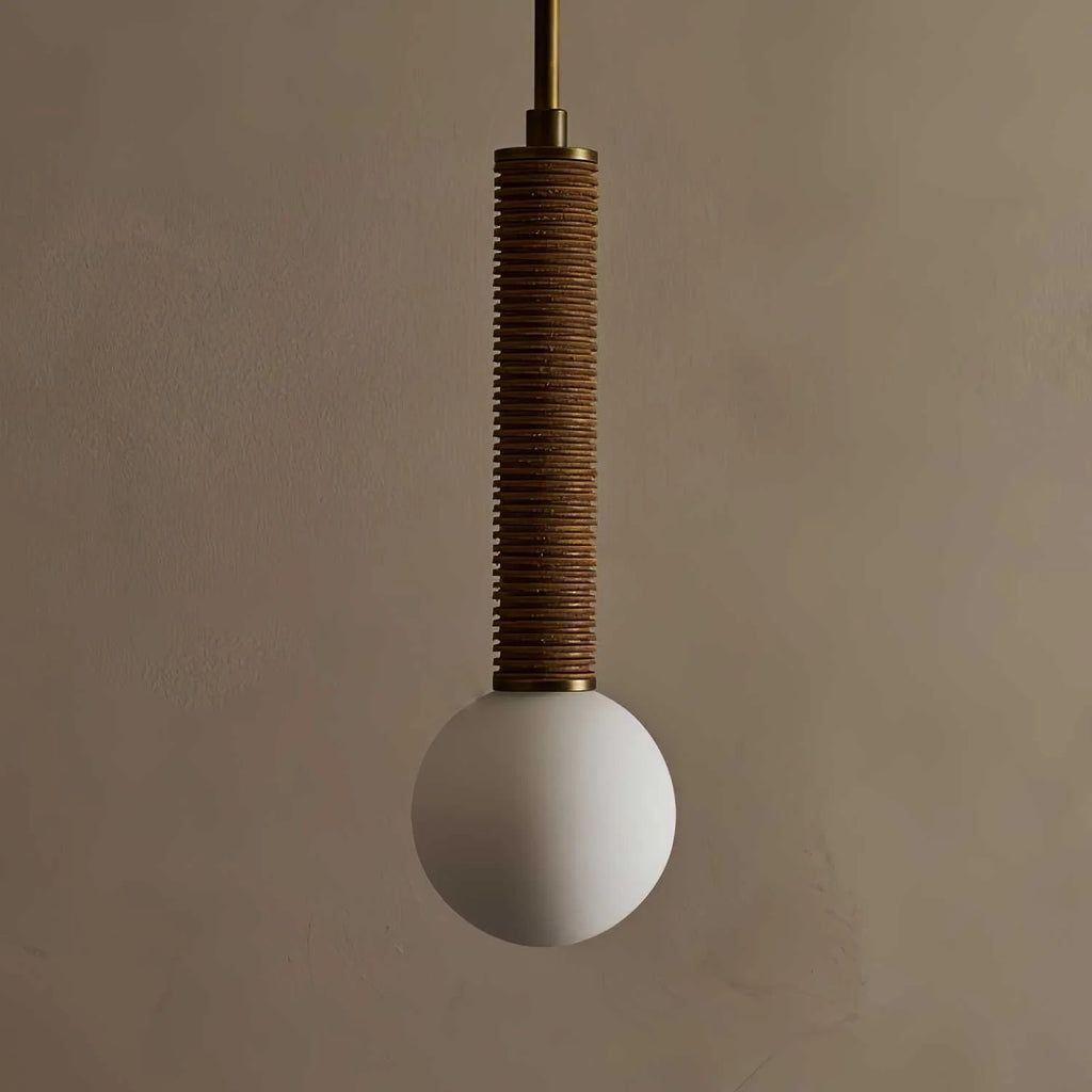 Pendant Light | Metal, Leather & Glass | 12 cm Diameter x 41 cm Height