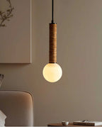 Pendant Light | Metal, Leather & Glass | 12 cm Diameter x 41 cm Height