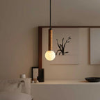 Pendant Light | Metal, Leather & Glass | 12 cm Diameter x 41 cm Height