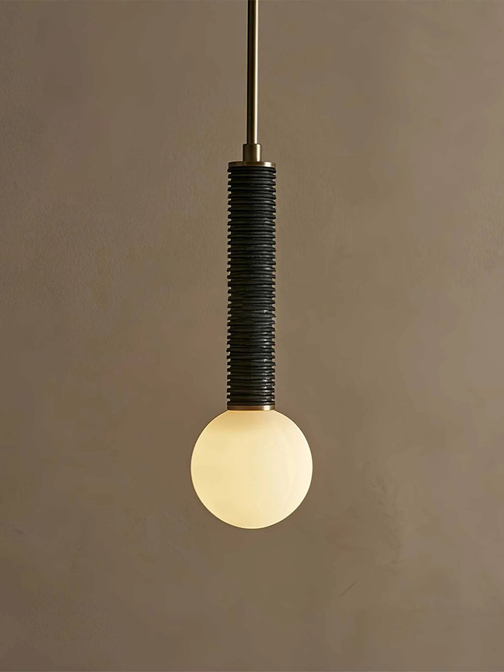 Pendant Light | Metal, Leather & Glass | 12 cm Diameter x 41 cm Height