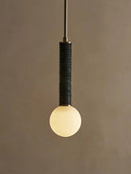 Pendant Light | Metal, Leather & Glass | 12 cm Diameter x 41 cm Height