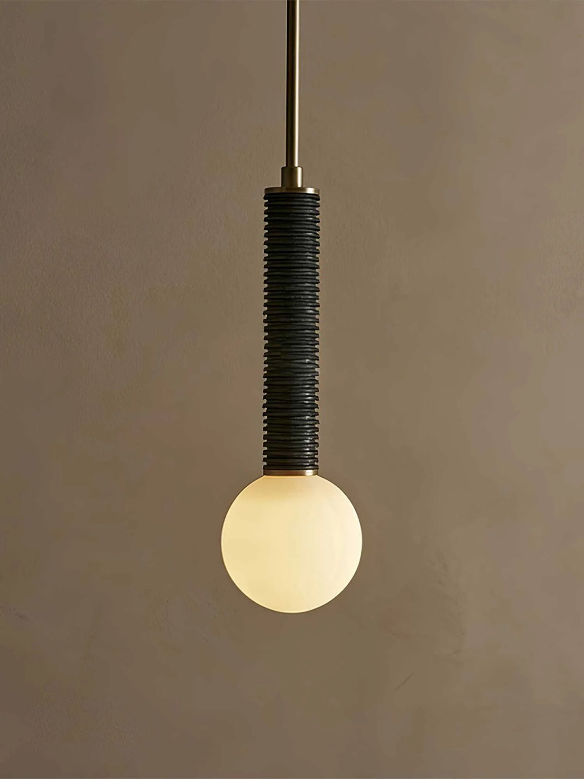 Pendant Light | Metal, Leather & Glass | 12 cm Diameter x 41 cm Height