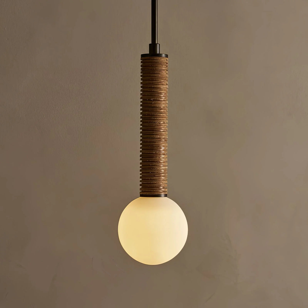Pendant Light | Metal, Leather & Glass | 12 cm Diameter x 41 cm Height