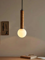 Pendant Light | Metal, Leather & Glass | 12 cm Diameter x 41 cm Height