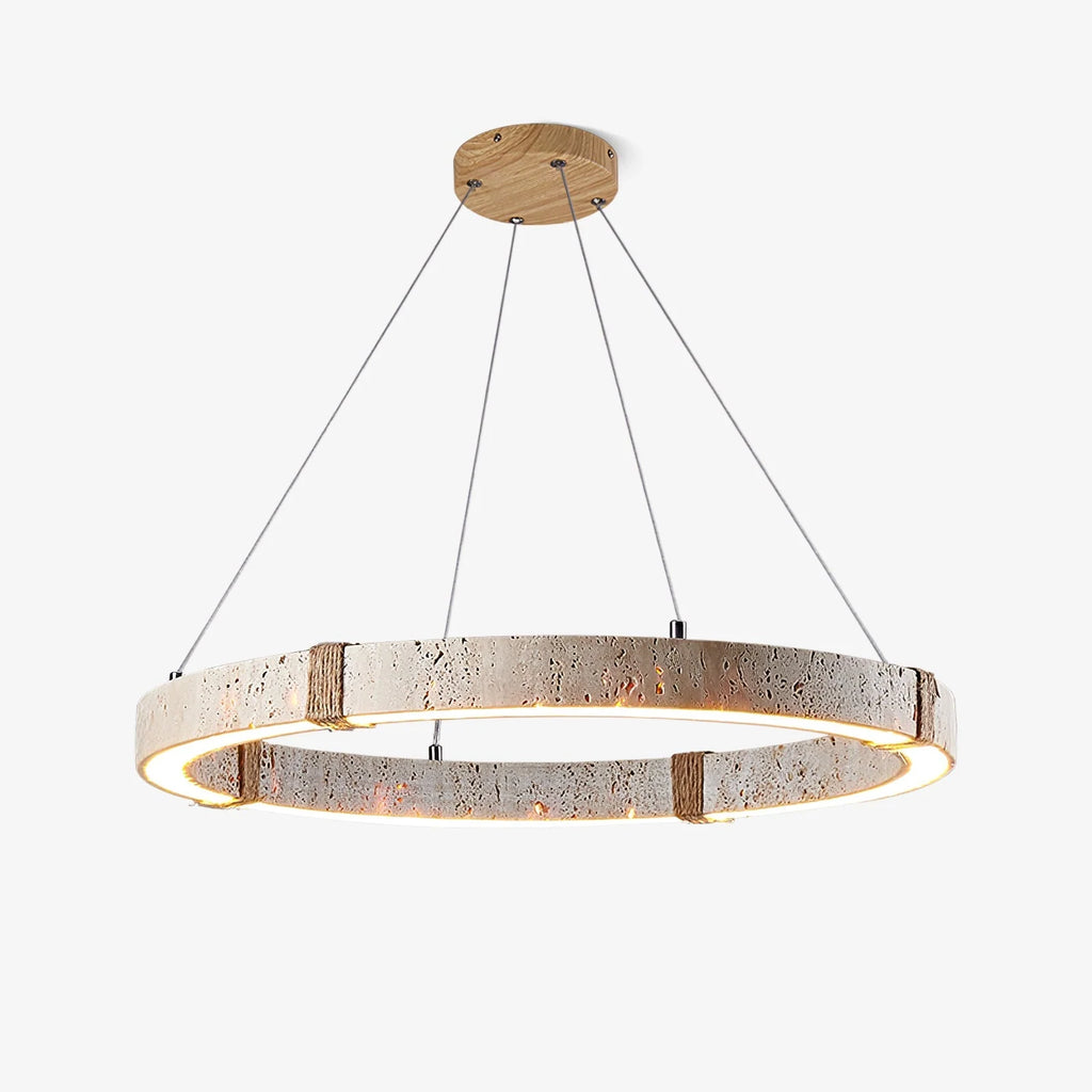 Pendant Light | Minimal Ring Travertine & Wood Dimmable