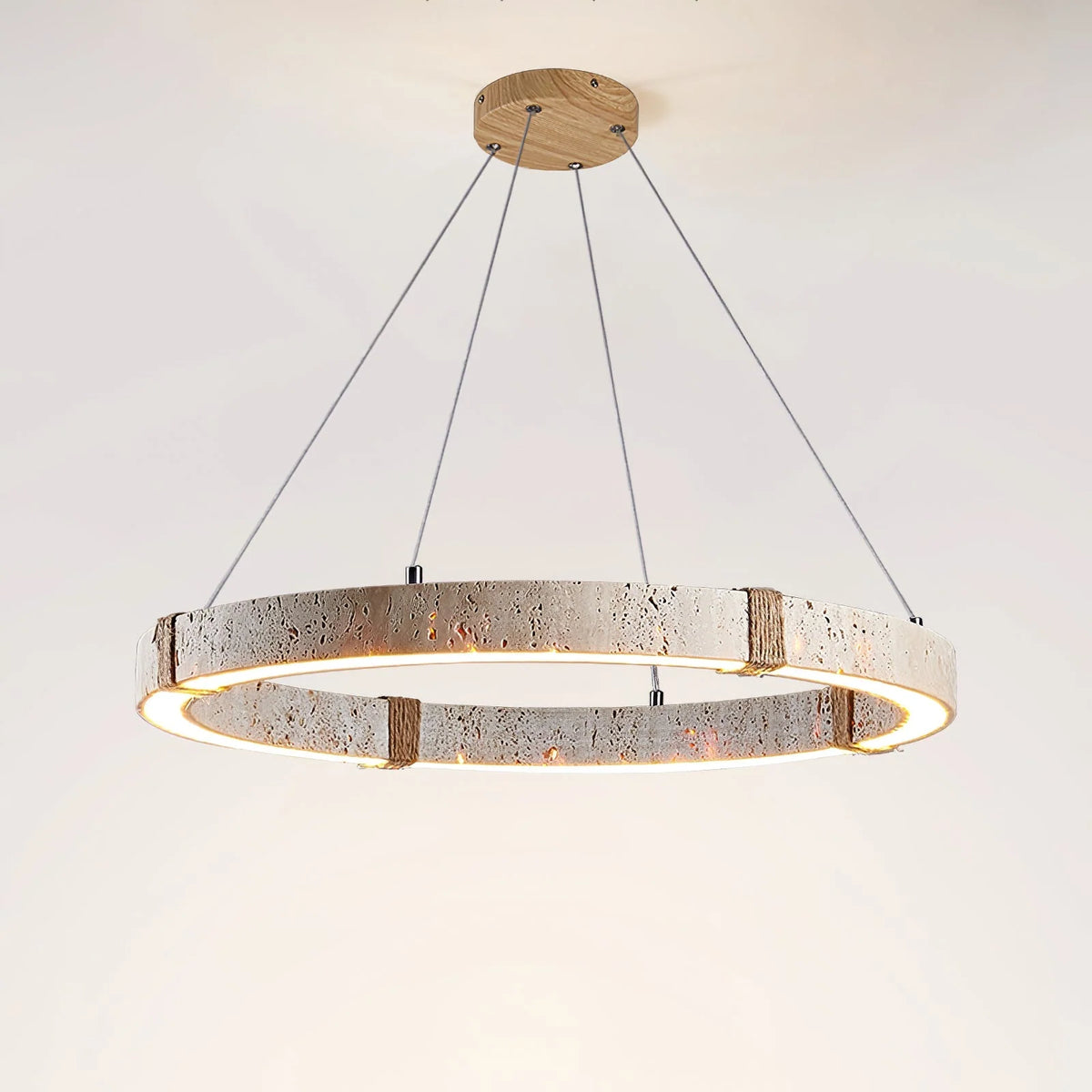 Pendant Light | Minimal Ring Travertine & Wood Dimmable