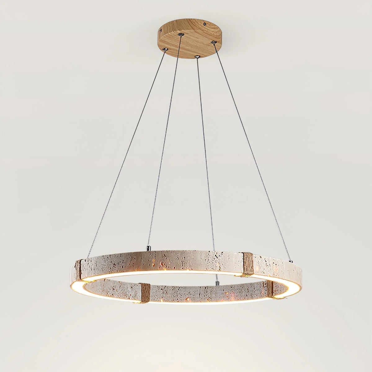 Pendant Light | Minimal Ring Travertine & Wood Dimmable