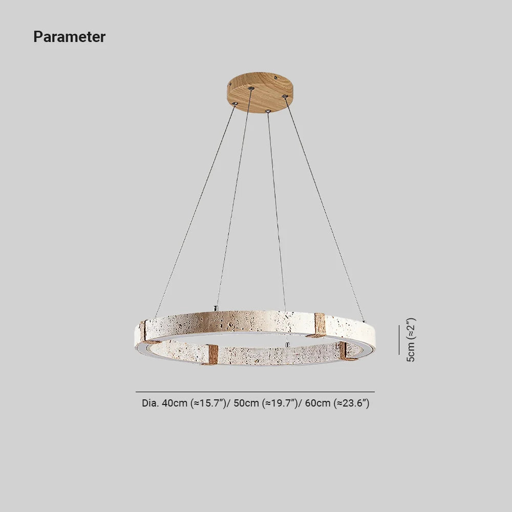 Pendant Light | Minimal Ring Travertine & Wood Dimmable