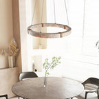 Pendant Light | Minimal Ring Travertine & Wood Dimmable
