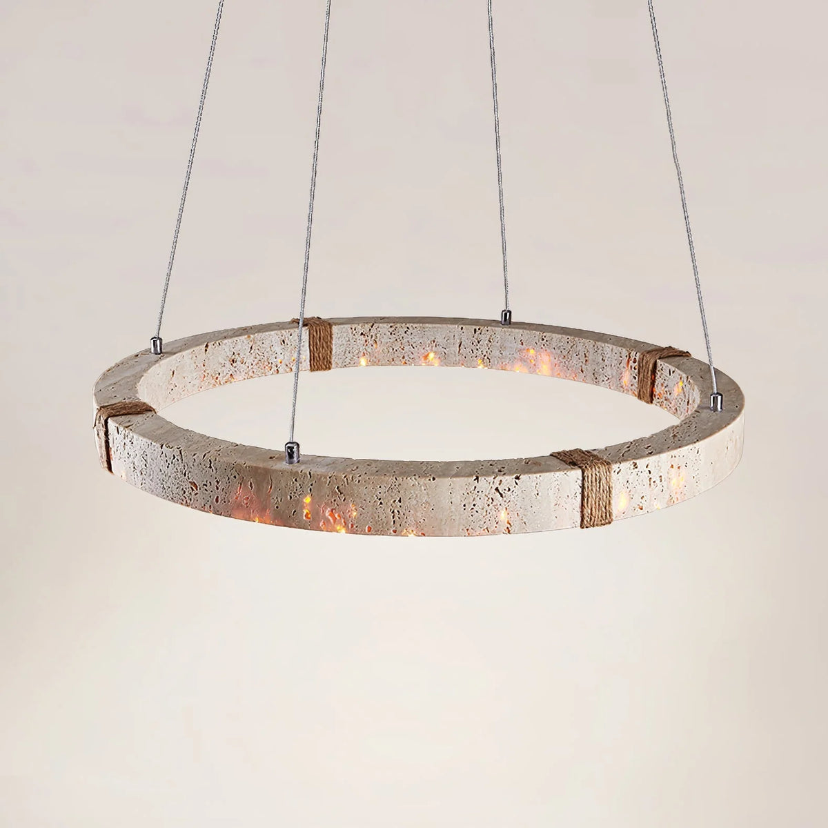 Pendant Light | Minimal Ring Travertine & Wood Dimmable