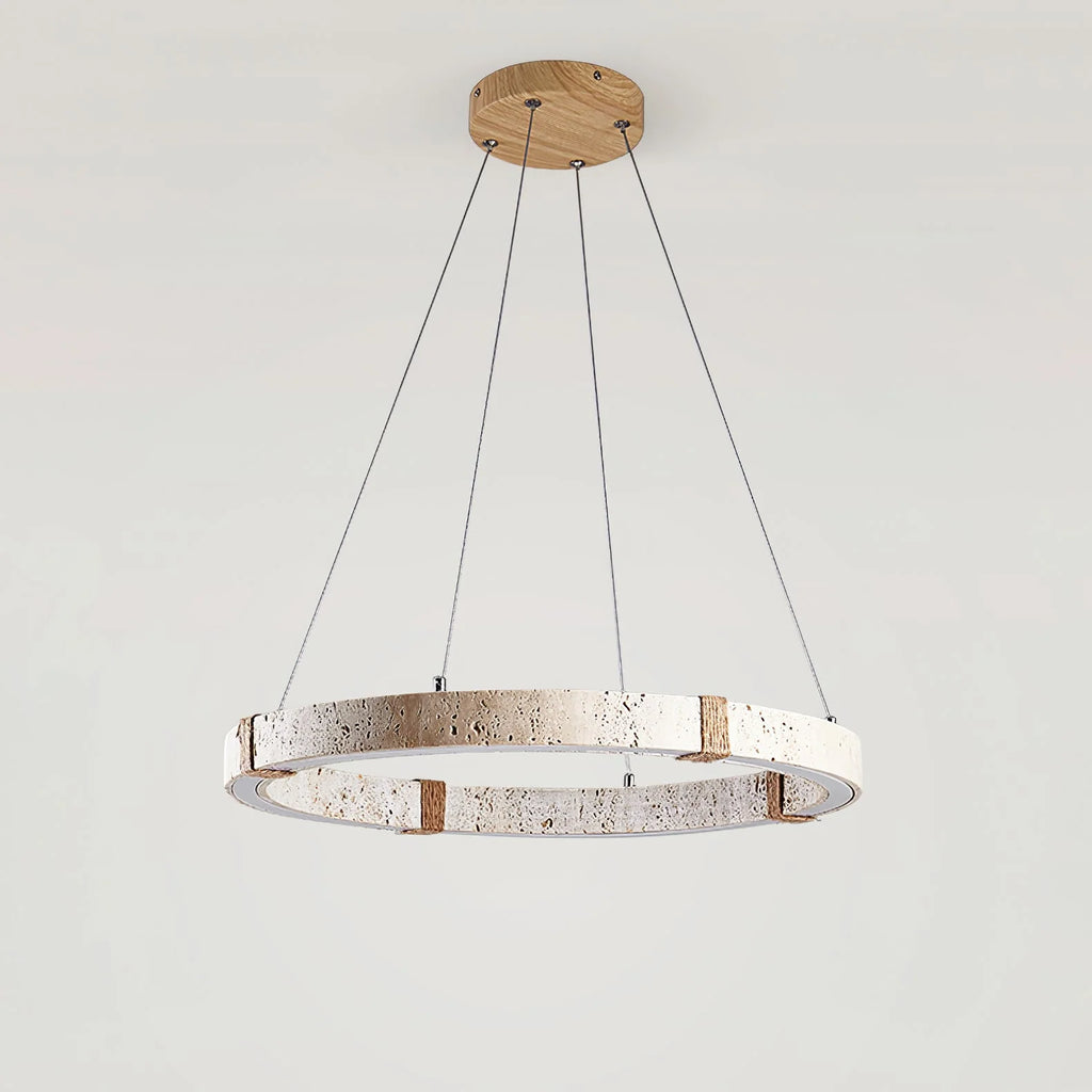 Pendant Light | Minimal Ring Travertine & Wood Dimmable