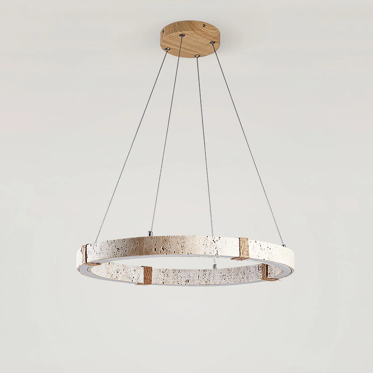 Pendant Light | Minimal Ring Travertine & Wood Dimmable