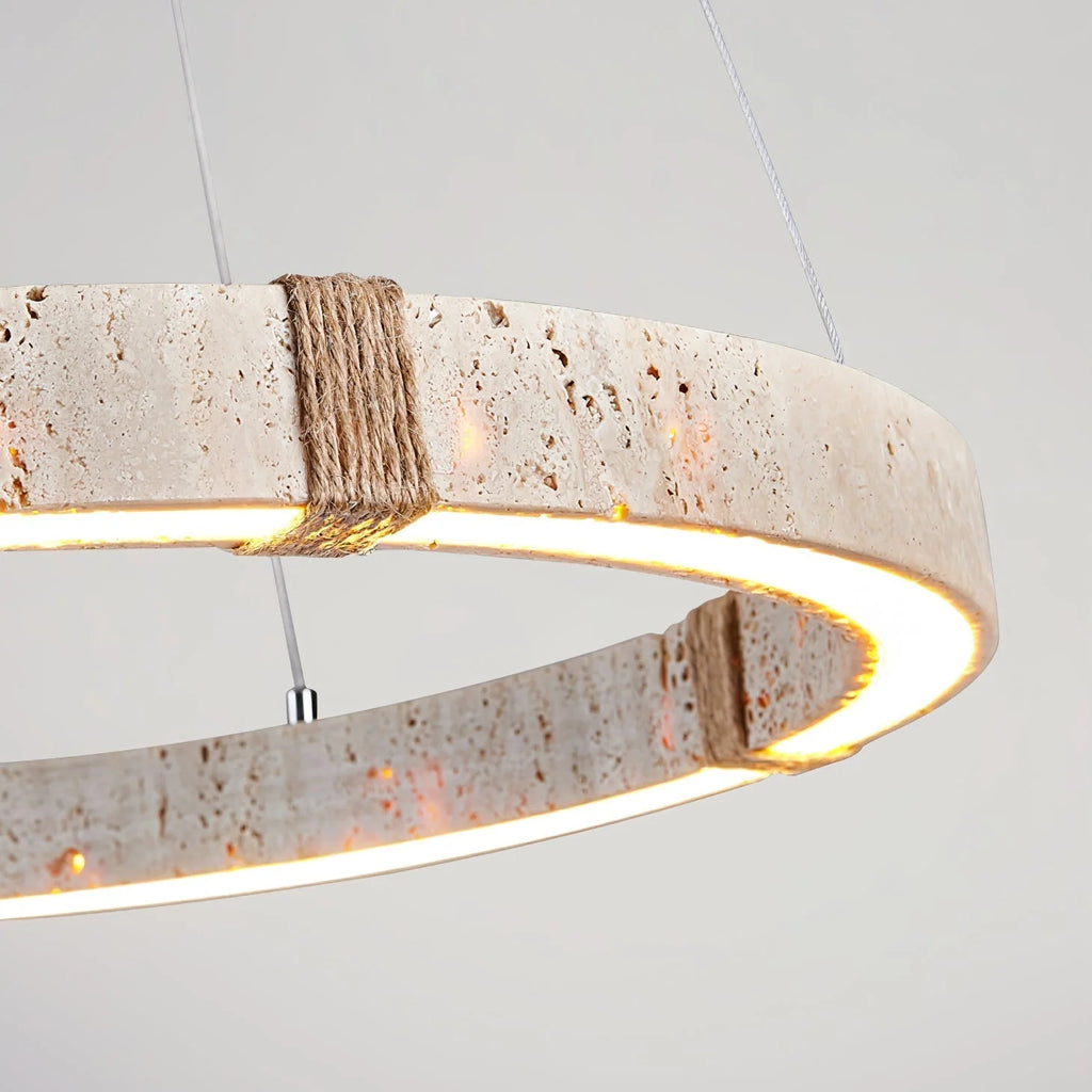 Pendant Light | Minimal Ring Travertine & Wood Dimmable