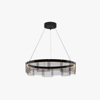 Pendant Light | Modern Ring Black Metal & Glass | LED Included
