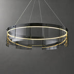 Pendant Light | Modern Ring Black Metal & Glass | LED Included
