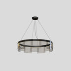 Pendant Light | Modern Ring Black Metal & Glass | LED Included