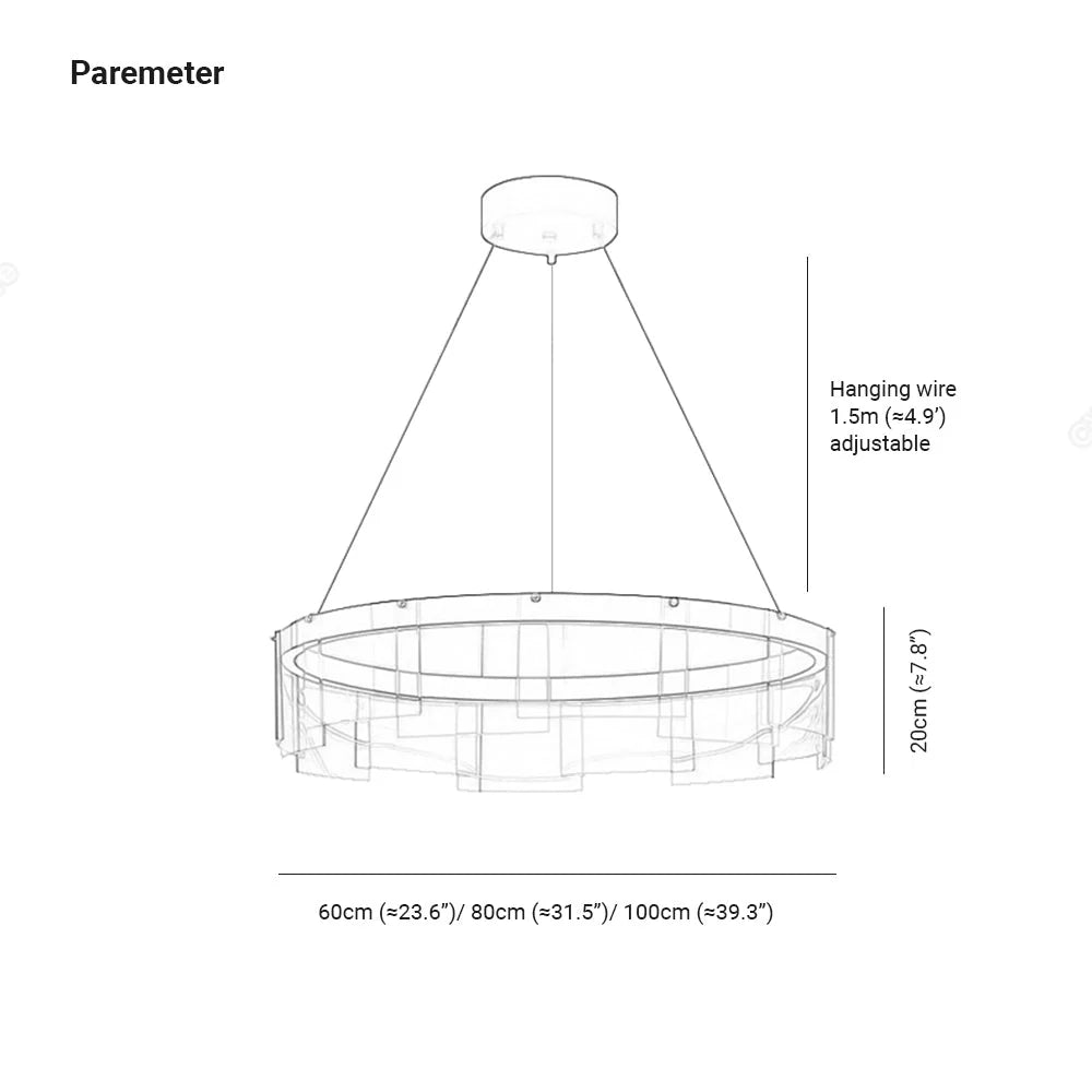 Pendant Light | Modern Ring Black Metal & Glass | LED Included