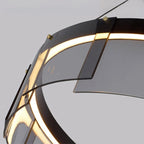 Pendant Light | Modern Ring Black Metal & Glass | LED Included