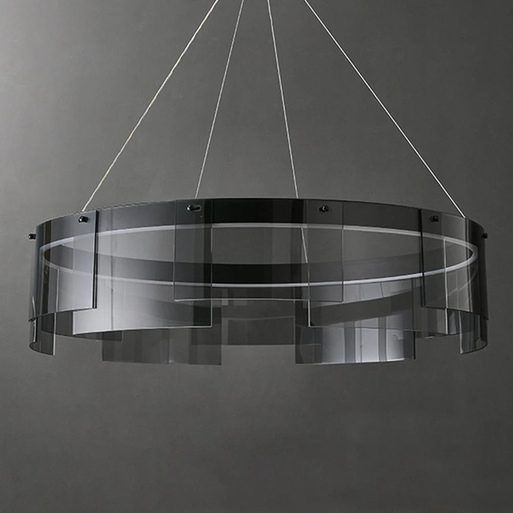 Pendant Light | Modern Ring Black Metal & Glass | LED Included